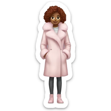 Burgundy haired girl wearing Pale pink full length fur coat sticker