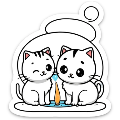 2 cats vomiting on each other sticker