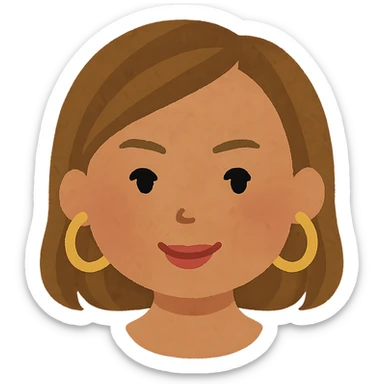 Beyoncé's head in Irasutoya style, friendly look, minimal details, soft lines, round face, short hair, no background sticker