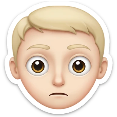cautious face with wide eyes, slightly raised eyebrows, small frown sticker