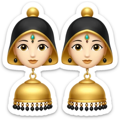 A small beautiful jhumka pair in golden black color with very  no stones design... Liie in the image.., sticker
