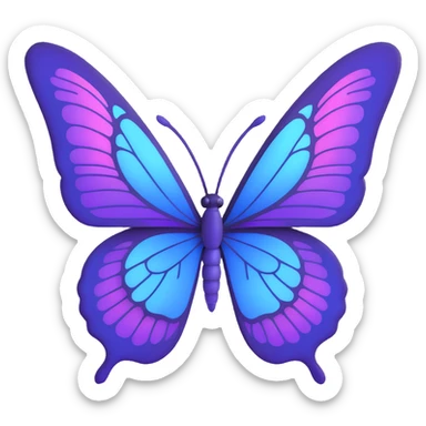 majestic butterfly with blue and purple gradient wings, intricate details, glowing effect sticker