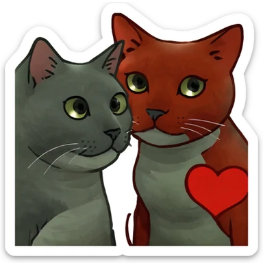 Two cats a grey and a red  in love sticker