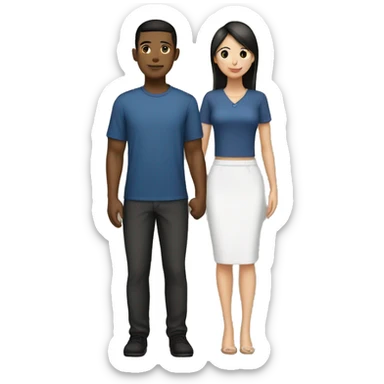 matching outfit couple Asian female and black male sticker