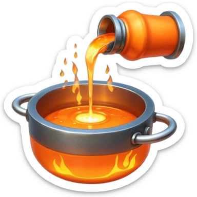 The crucible pours out metal. sticker