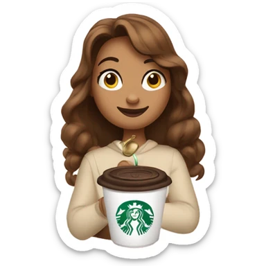 Bell from beauty and the beast in comfortable clothes with Starbucks coffee sticker