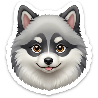 White, black and grey pomsky dog  sticker
