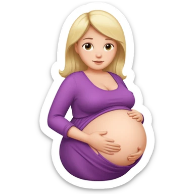 very heavily pregnant overdue woman with super  large belly sticker