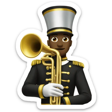 Marching band trumpet player in black and gold uniform sticker