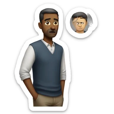 a man standing looking at you with disappointment sticker