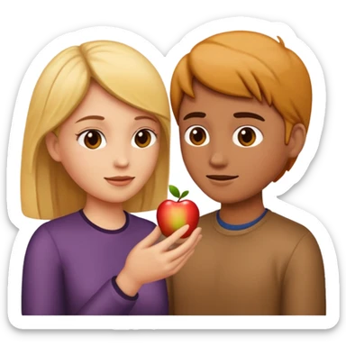two people facing each other, chatting, close up, apple emoji style sticker