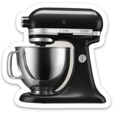 Black Stand mixer with clear glass bowl sticker