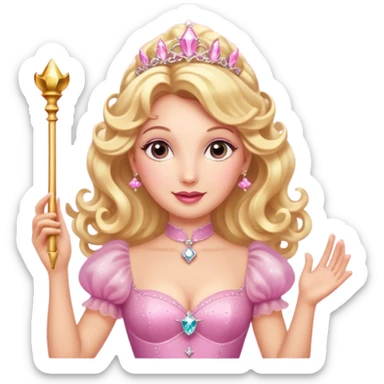 Glinda the Good Witch – Radiant, bubbly, and dazzling in pink and sparkles, Glinda floats in with charm and charisma. With her iconic wand, blonde curls, and a voice that rings like a bell, she’s all about popularity, poise, and doing good  sticker