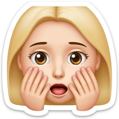 emoji style face combining hand over mouth and flushed face, surprised shy expression with blushing wide eyes sticker