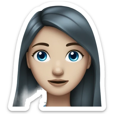 White girl with blue eyes and long dark hair sticker