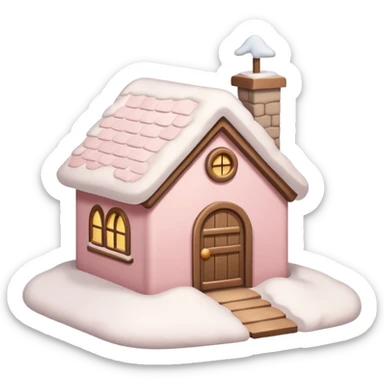 Beige and light pink snow house sticker