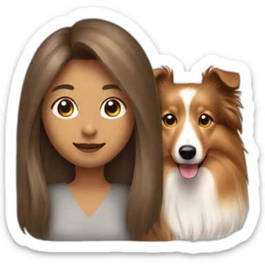 sheltie and yong woman with light-broun hair sticker