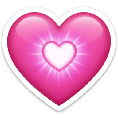 A glowing pink heart. Make it glow like crazy. Very bright and intense. More how sticker