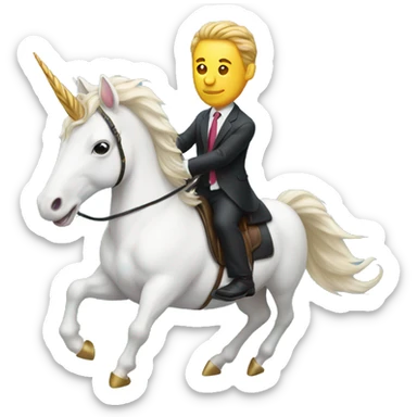 Man in a suit riding a unicorn sticker