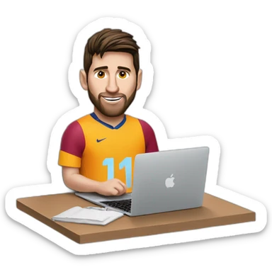leonel messi working with a macbook sticker