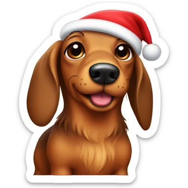 Long haired wiener dog with Santa hat sticker