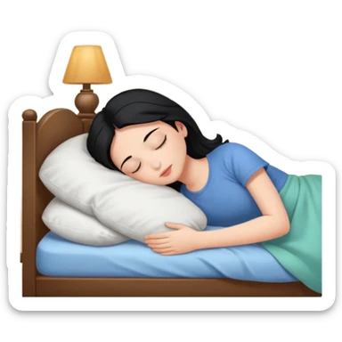 girl with black hair in short sleeves sleeping at home sticker
