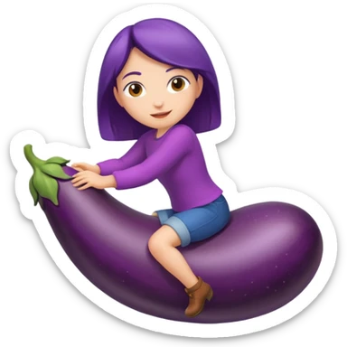 girl riding eggplant  sticker