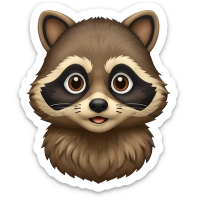 black racoon holding a human mustache sticker