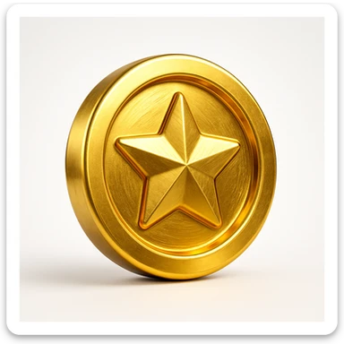 shiny gold coin with a star in the center, sparkling, symbolizing a weekly bonus, fun and celebratory style sticker
