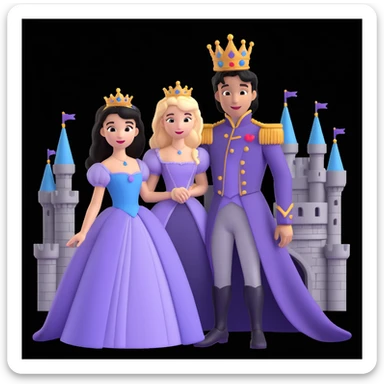 prince and princess disny dress close up photo in castle sticker