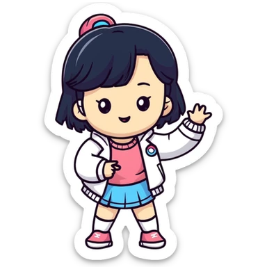 Korean girl with K-pop style sticker