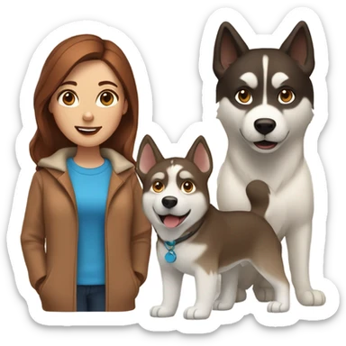 Woman brown hair blue eyes with Husky Copper beige  sticker