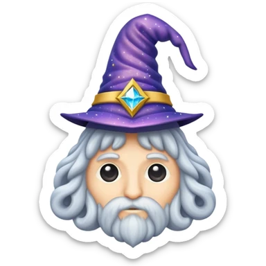 wizard's brain with wizard hat and sparkles sticker