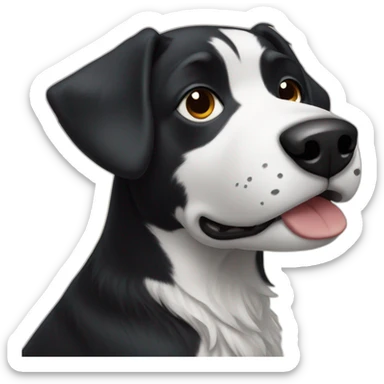 Black dog with White patches sticker