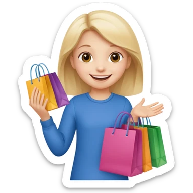 A little girl (he usually calls her baby), who is obsessed with shopping and luxury brands and holds a dozen of bags sticker