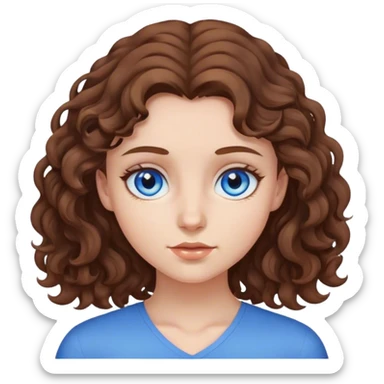 girl with brown a little curly hair and blue eyes  sticker