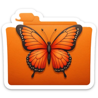 orange file folder with red butterfly on the cover sticker
