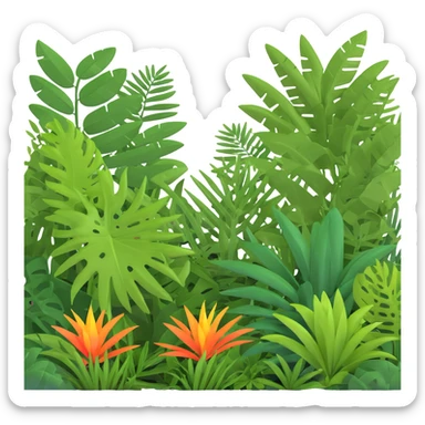 dense jungle scene with tropical plants sticker
