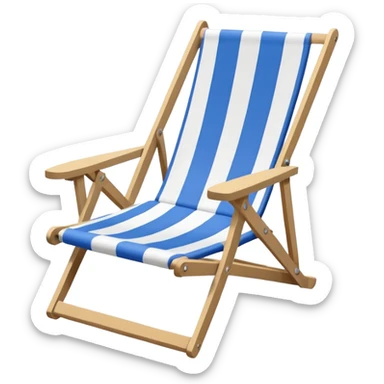 A beach chair with a striped pattern, ready for relaxation. sticker