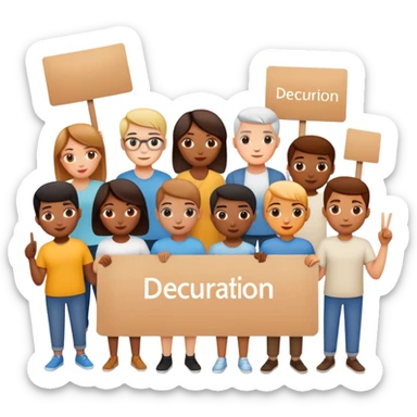 artists holfing signs saying Decuration sticker