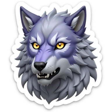 Cinematic Noble Werewolf Portrait Emoji, Formidable and majestic, with a powerful lupine silhouette in moonlit grays and silvers, featuring piercing, wise eyes and a dignified snarl that hints at untamed strength, simplified yet intricately detailed, glowing with a soft, lunar outline that encapsulates the noble duality of feral instinct and loyal guardianship! sticker