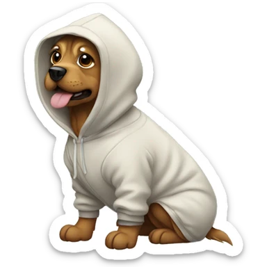Dog wearing a hoodie sticker