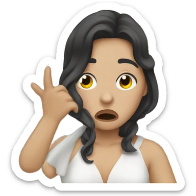  leaf coughing Queen dark hair white skin  sticker