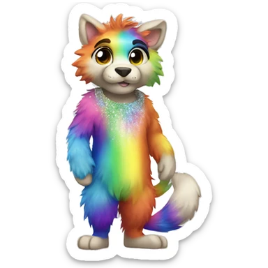 Furry, sparkle, rainbow, animal, anthro, full body sticker