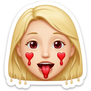 quelqu'un tres content avec des coeur a la place des yeux et de la salive qui coule de sa bouche. il faut des coeur a la place de yeux sticker