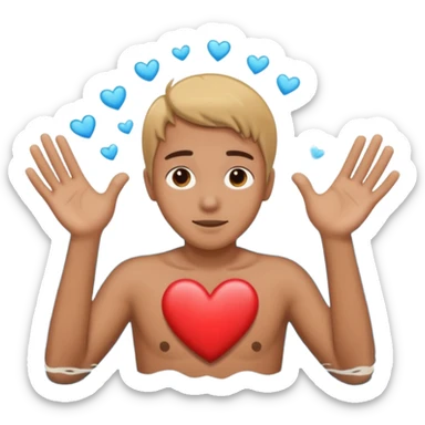 Persong drowning in the ocean and creting a heart with his hands sticker