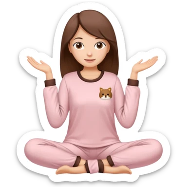 Brown and soft pink cozy two pieces soft lady pijama just the pijama  sticker