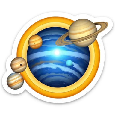 solar system with sun and planets, simple and clear sticker
