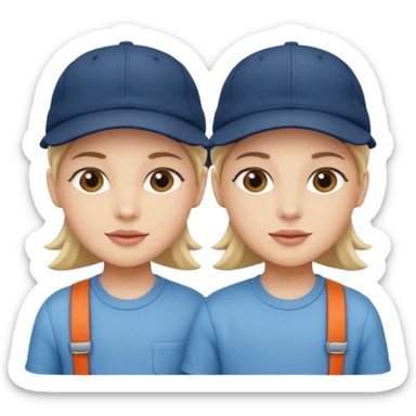 Twins wearing caps sticker