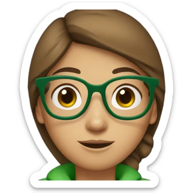Brown haired girl with green cap and glasses sticker